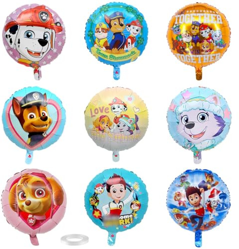 Helium Ballons Kinder, 9 Stück Paw Hund Folienballons Kinder, Luftballon Geburtstag, Folienballon Geburtstag, Party Deko Kindergeburtstag