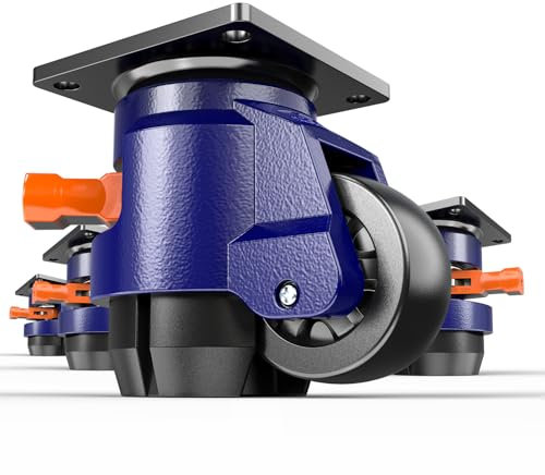 KOSTANZO Premium Nivellierrolle - Schwerlastrolle mit Ratschengriff - Gesamtkapazität 1000kg - Gesamthöhe 107-114 mm - Industrierollen für Werkbank