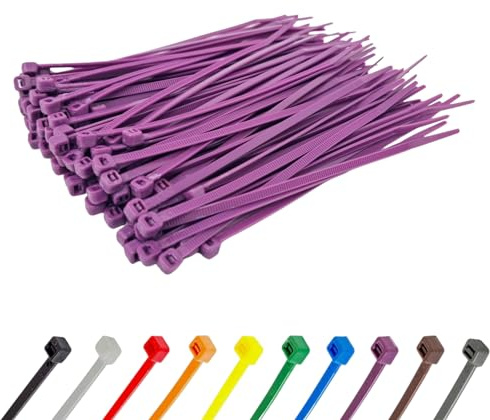 Purple Cable Ties (100 Pack - 300mm x 4.8mm) Nylon Zip Ties Plastic Tie Wraps for Office Cable Tidy Garden DIY