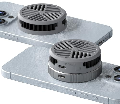 Hagibis Magnetischer Handy Kühler MagSafe für iPhone & Android Grau | Eiskalte Halbleiter-Kühlung gegen Überhitzung & Ruckeln beim Gaming. Ultra-leise & extrem leicht, blockiert die Hand nicht.