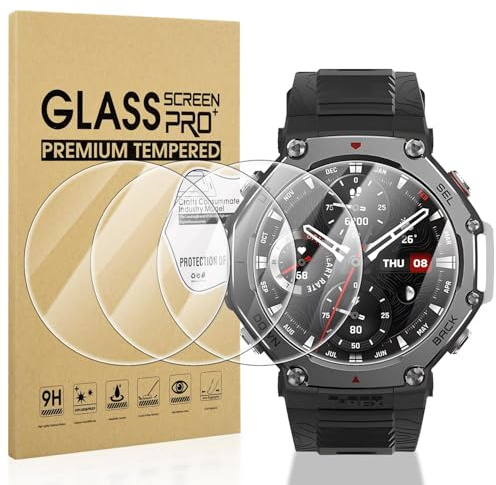 Diruite 4 Pezzi Vetro Temperato per Amazfit T-Rex 3 Pellicola Protettiva,HD Vetro Senza Bolle Protezione Screen Protector[Antigraffio]
