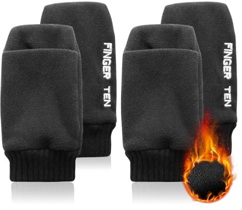 LOVMEAD 2 Paar Golf Handschuhe Herren Damen Mitts Mitten Warmes Fleece rutschfest, Winter Golf Mittens Weich Bequem Pull Up Passt Gut Schwarz Orange (Dunkel Blau, M)