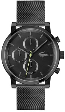 Lacoste Montre Analogique Multifunction à Quartz pour Homme Collection Replay avec Bracelet Milanais en Acier Inoxydable Noir - 2011411