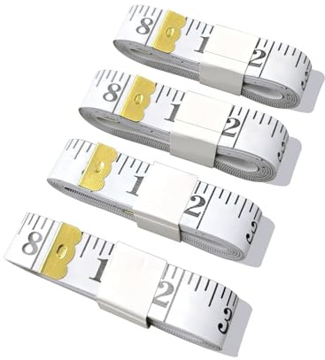 Weiches Maßband, Doppelskala, 300 cm, Stoff-Bastelmaßband und medizinische Körpermessung, Nähen, flexibles Vinyl-Lineal und Maßband für Körpergewichtsverlust, Weiß, 300 cm, 4 Stück