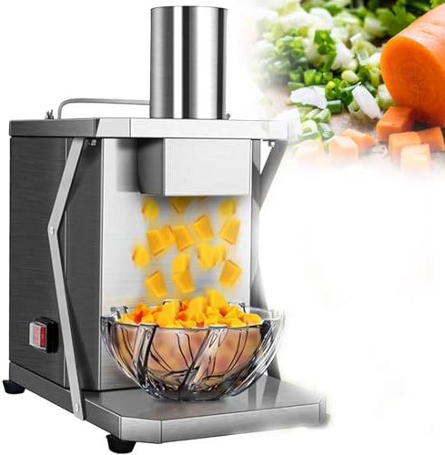 XSDAJSD Picadora de Verduras Comercial de 200 W, cortadora automática de Verduras 3 en 1, cortadora eléctrica de Patatas, cebollas y Zanahorias, para Uso doméstico Comercial, 12 x 12