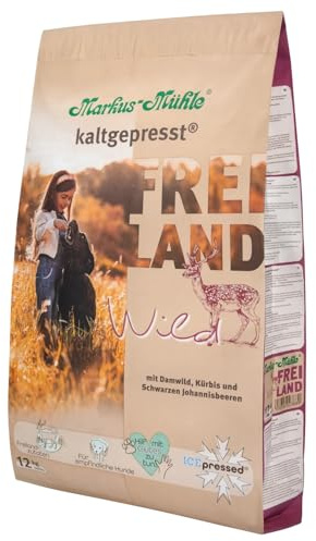 Markus-kvarn friland – utomhusingredienser – för känsliga hundar – 100 % kallpressad – premium hundtorrfoder (12 kg, vild)