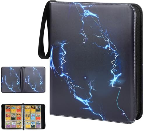 Euqvunn Classeur Toploader, 52 Feuilles 936 Pochettes Classeur Carte avec Fermeture Éclair, Rangement Double Face Cahier Cartes, Card Binder pour Cartes TCG (Noir)