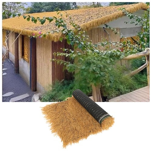 bacedifo Artificial Straw Roof Synthetic Straw Use for Pavilions Beach Parties Bars Roofs Handmade DIY Decorations Water Proof and Fire-Resistance Plastic Thatch Roof