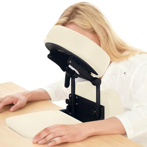 EBANKU Massage Portable Face Down Massage Kit for Desk and Table Top, Adjustable Headrest Face Pillow Cradle & Chest Pad, White