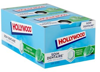 Hollywood Soin Dentaire Menthe Verte – 12 Boîtes de Chewing-Gums | Chewing-gums sans sucres conçus pour accompagner votre routine d'hygiène bucco-dentaire au quotidien.
