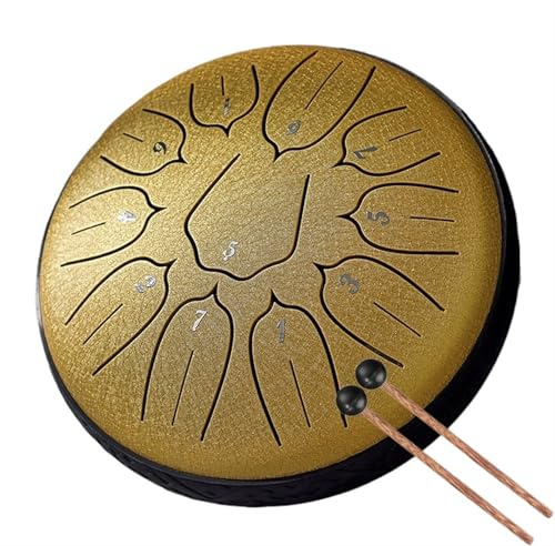 Handpan Trommel Steel Tongue Drum 6 Zoll 11 Noten D5 Drums Tone Ethereal Handpan Instrument Musikinstrumente(Gold)