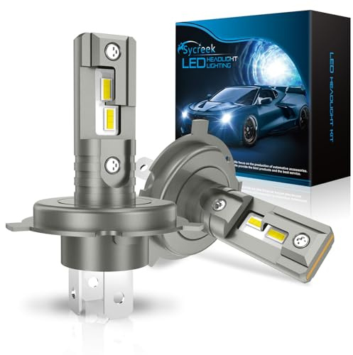Sycreek H4 LED 30000 Lumens 100W – Kit de Conversion Phare Voiture/Moto 12V, Lumière Blanche Pure 6500K, 2*H4 LED Pièces, Remplacement Halogène Haute Luminosité