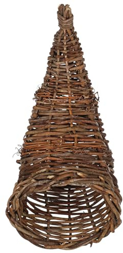 STOBAZA Cesta de Almacenamiento de Ratán Diseño Multifuncional y Forma de Cuerno de Vaca, Cesta Tejida Natural para Frutas y Decoración Rústica
