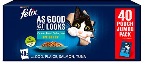 Felix As Good As it Looks Adult Cat Food Ocean, Transparent, 100 g, 40 pouches