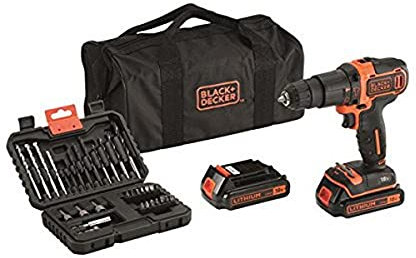Black&Decker BDCHD18S32 - Trapano a percussione elettrico senza fili, 18 volt/1,5 Amp Mandrino autoserrante
