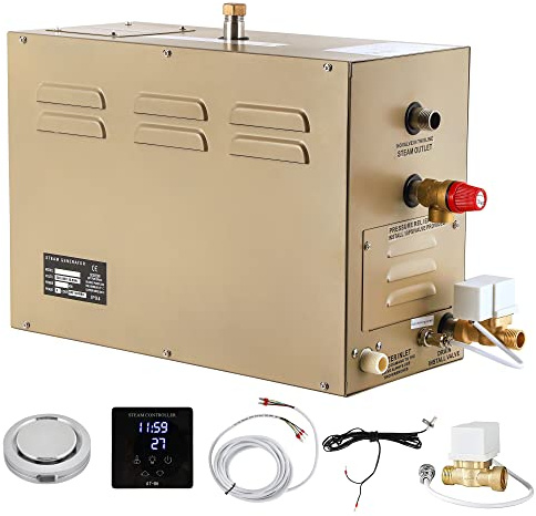 CGOLDENWALL 6KW Commercial Self-Draining Steam Generator Shower System Home Steam Bath Spa Generator 30 min to 12 Hours with Auto Drain 95-131℉ for Suitable Space Heating 6 m³/212 Cubic feet (6KW)