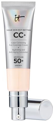 IT Cosmetics Your Skin But Better CC Cream SPF 50+ Crème multi-usages hautement pigmentée SPF 50 32 ml Crème de jour anti-âge teintée, fond de teint, anti-cernes et soin en un, beige équitable