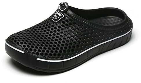 ReverseClock Women Garden Clogs Shoes Unisex Mesh Breathable Slippers Lightweight Summer Beach Sandals Walking Shoes (Black-2,6,Female,Women,Medium)