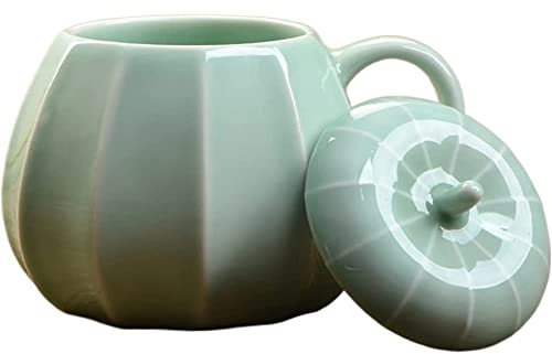 FülleMore 300ml Kaffeetasse aus Keramik handgemachte Tassse Lustig Becher Porzellan Trinkbecher für Heißgetränke Kaffee Tee Milch Kakao (Blau)