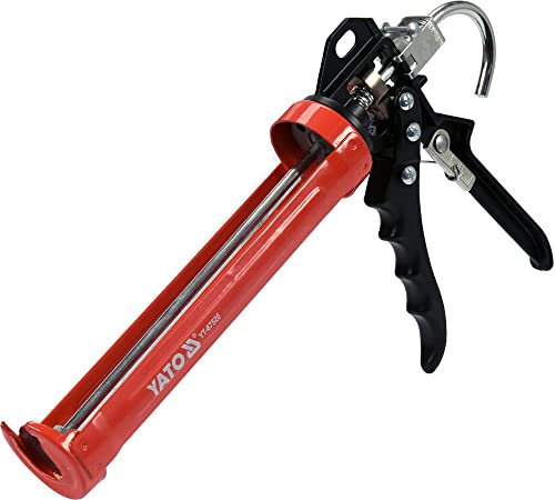 Yato Kartuschenpresse Silikonpresse Kartuschenpistole Presse Silikonspritze Silikonpistole Auspresspistole 225x60 mm 300 ml, Rot