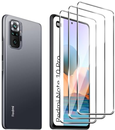 Zicurz 3 Piezas Protector de Pantalla para Xiaomi Redmi Note 10 Pro Cristal Templado, Vidrio Templado, HD Transparente 9H Ultra Resistente, Antiarañazos, Sin Burbujas