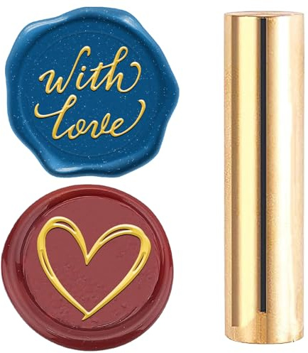 craspire 2 Seitiger Muster Wachssiegelstempel 15mm Mini Mit Liebesherz Massives Messing Hochzeit Valentinstag Vintage Siegelstempel Für Einladungen Umschläge Karten DIY Basteln Geburtstag Dekoratives