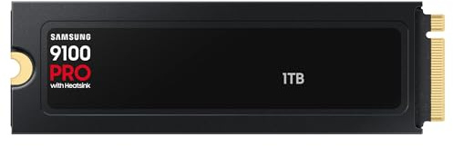 Samsung SSD Interne 9100 Pro avec dissipateur, NVMe 2.0 PCIe 5.0 x4, Capacité 1To, Vitesse de Lecture jusqu'à 14 800Mo/s, Les Performances de la Gen5, MZ-VAP1T0CW