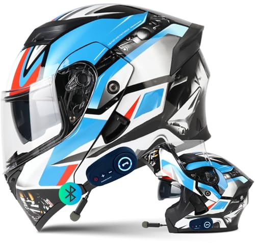 Letetexi motorradhelm klapphelm mit Bluetooth Motorradhelm mit ECE-Zugelassener Helm Motorrad Integrierter Motorradhelm mit Anti-Fog-Doppelvisier Rennhelm Erwachsene Männer Frauen M~XXL