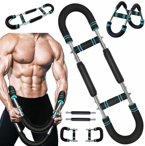 Twister Arm Trainer,Adjustable Chest Expander,Portable Power Twister Bar,Twister Arm Trainer Exerciser Chest Workout,Muscular Strength Enhancer,Chest Exerciser for Men Chest Workout Equipmen (Blue)