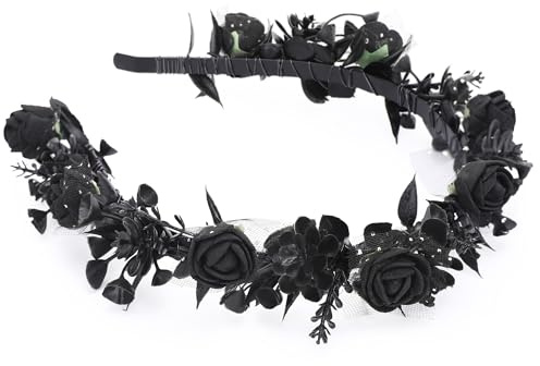 Damen Faschingskostüme Karneval Blumenkranz Haare Elfenohren Elfen Feen Kostüm Elegante Hochzeitsfeier Geburtstagsgeschenk Blumenkopfschmuck Spitze Schaumrose Haaraccessoires Fotounterlagen