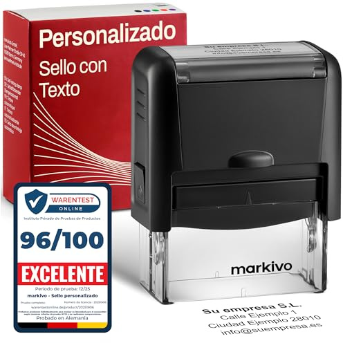 Timbro Personalizzato Autoinchiostrante - Ideale per Aziende, Uffici e Medici - Timbro Personalizzabile con Testo, Nome, Indirizzo - 47x18mm, max. 5 Righe, Nero (M)