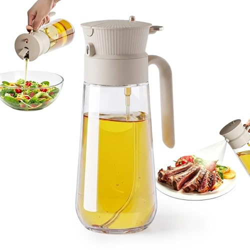 VolksRose Aceitera Cristal 580ml - Cocina 2 en 1 Pulverizador y Vertedor de Aceite, Filtro Antiobstrucción - Spray Aceite Fino para Freidora de Aire, Airfryer, Barbacoa, Ensaladas, Control de Calorías