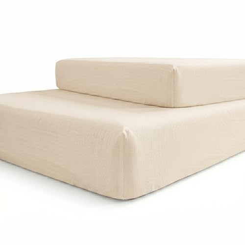 Lote de 2 Sábanas Bajeras para Cuna 60x120 cm | 100% Algodón Suave, Sábana Ajustable con Gomas en Las 4 Esquinas para Colchón de Bebé, Pack Doble Transpirable,(Color Beige)