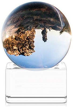 Navaris Glaskugel für Fotografie und Deko - Glaskugel Wahrsagerkugel aus K9 Glas - Hexenkugel Fotokugel mit Glasständer - Lensball für Fotografie - Crystal Ball - Ø 40mm