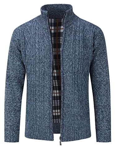 Sliktaa Gilet Cardigan Hommes Slim Fit Casual Veste Grosse Maille Col Droit 5 Couleurs Unie Confortable