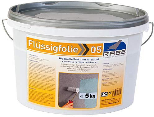5kg Flüssigfolie Streichfolie Flüssiggummi lösemittelfreie, elastische Abdichtung für den Innenbereich Bad Dusche Küche