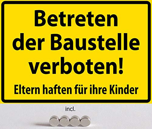 Blechschild 20x30cm gewölbt incl. 4 Magneten Betreten der Baustelle verboten Warnschild Hinweis Deko Geschenk Schild