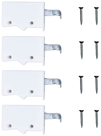 Sossai 4x Dexo Schrankaufhänger | Aufhänger + Schrauben Set | Farbe: Weiß | Wandhalter, Schrankträger, Schrankhalter für Küchen-Hängeschränke