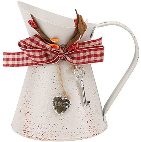 YARNOW Vase à Fleurs Vintage - Arrosoir Rustique - Décoration Maison de Campagne - Vase en métal - Pot de Fleurs en Forme de clé - pour Bureau, Balcon, Salon - Beige