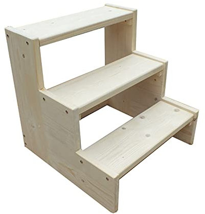 JLXJ Tritthocker Holzhocker Tritthocker Aus Holz für Erwachsene, Belastung: 150kg, 3-stufiges Utility Heavy Duty Bank-Tritthocker, für Indoor Außenküche