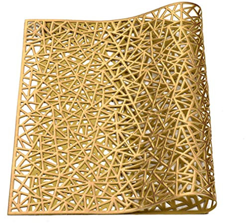 Salvamanteles Individuales Triangulo Dorado Juego de 8 Manteles Individuales bajoplatos Aislante Calor PVC Vinilo Antimanchas Antideslizantes decoración Mesa Comedor Cocina 45X30cm