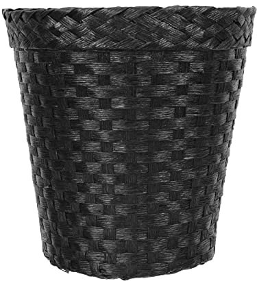 BESTonZON Rattan Korb Papierkorb Geflochtener Mülleimer Tischmülleimer Tischabfalleimer Kleine Tisch Abfallbehälter Kosmetikeimer Schreibtisch Eimer Papiermülleimer für Büro WC Küche Bett