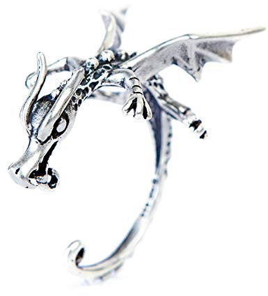 HJMKL Drachen-Ohrringe Für Damen, Nicht Durchdringend, Gothic 925 Sterlingsilber, Drachen-Helix-Ohrmanschetten, Knorpel-Wickel-Ohrclips, Punk-Schmuck Für Männer, Mädchen, Jungen, Einzeln Für Das Link