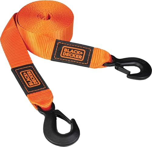 BLACK+DECKER BD1002 Sangle de remorquage Noir/orange 5,1 x 6 m – Légère (résistance à la rupture de 4,1 kg) pour véhicules récréatifs handicapés
