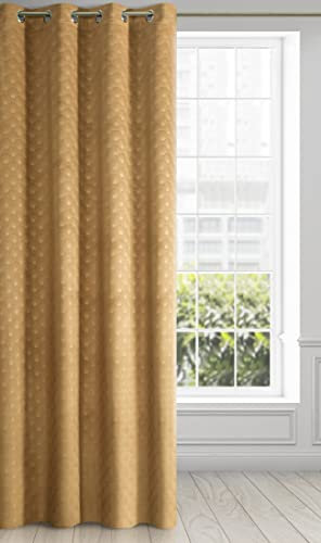 Eurofirany Velvet Curtain Geometric Fan Pattern Eyelets - 1 Piece Curtain Balcony Door Patterned Velvet Look Plain Fluffy Modern Living Room Bedroom 140 x 250 cm 3D Texture Gold, ZAS/Julia/Zmaroon