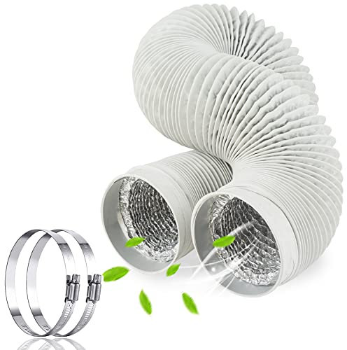 Lüftungsschlauch Abluftrohr,Trockner Schlauch LouanXpert Alurohr Flex-Schlauch Abluftrohr Lange, mit 2 Schlauchschelle Edelstahl für Wachstumszelt, Trockner