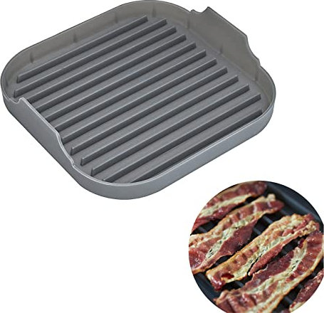 URCHUZE Microwave Bacon Crisper - Food Grade Silicone Cooker for Microwave Ovens - Silicone Bacon Tray (Gray)