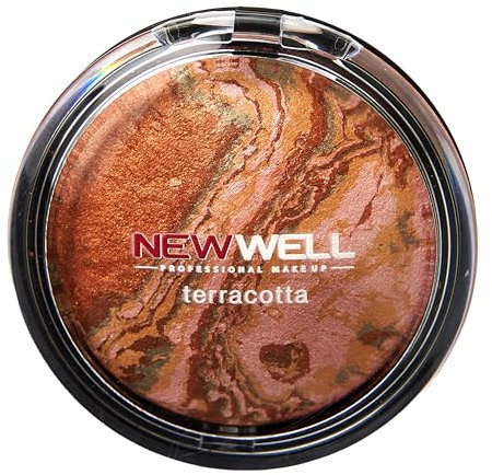 NEWWELL Blush Rouge Terracotta, Marmoriertes Rouge Puder für die Wangen, Natürlicher Glanz und Kontur, Lang anhaltendes Finish, Bronzer und Blusher