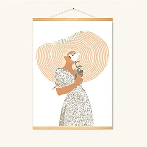 Posterleiste Holz Magnetische Poster Aufhänger Rahmen, Leinwand Wandkunst Poster Und Holz Scroll Hang Wand Dekor, Leinwand Kunstwerk, Einfache Verwendung Wandbild (Color : C, Size : 50X70CM)