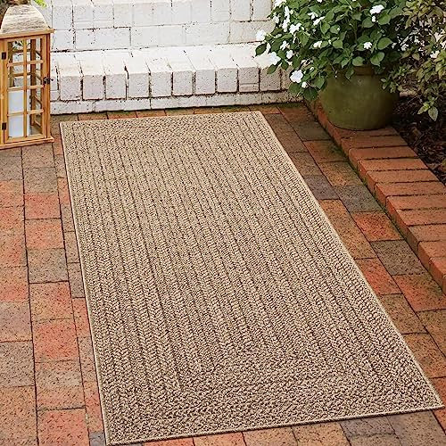 CARPETIA Robuster In- und Outdoor Teppich Läufer modern Jute Look wetterfest Balkon Terrasse Esszimmer 60x90 cm